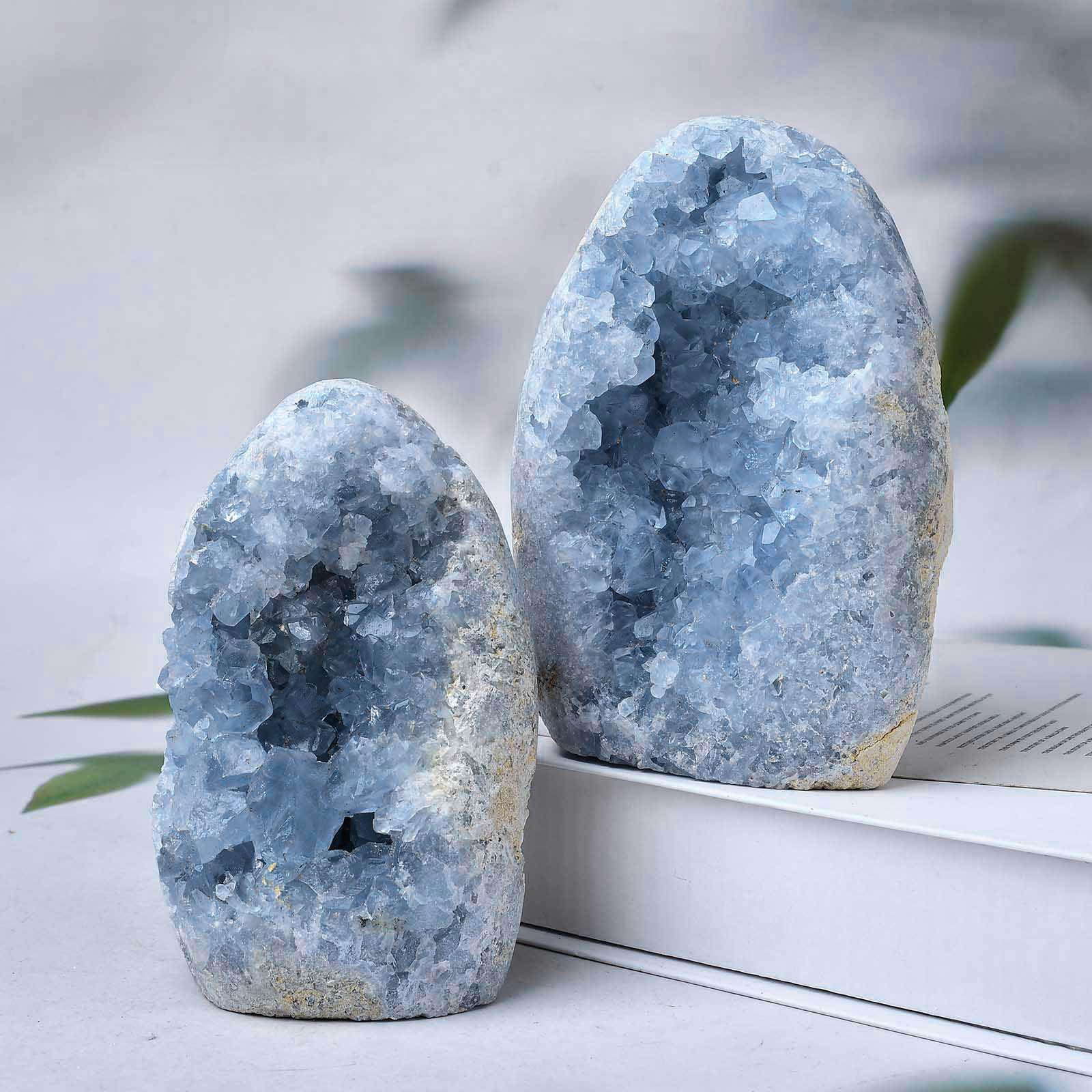 FZBHRO Celestite geode inside quartz detail highlights patterns for collection