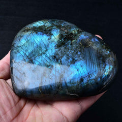 FZBHRO blue Labradorite heart crystal on desk creates a calm focal point.