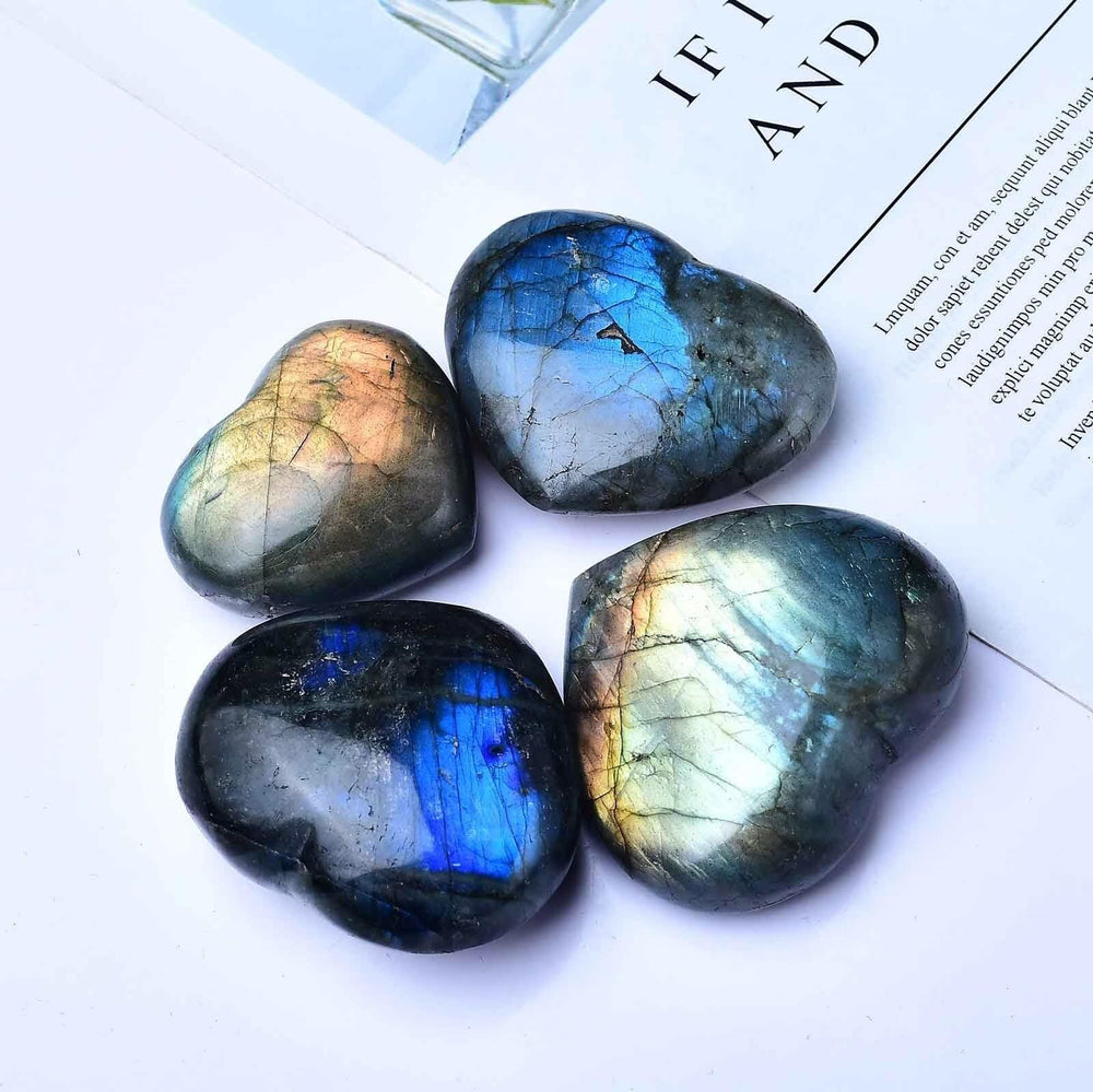 FZBHRO polished Labradorite heart enhances meditation and spiritual practice.