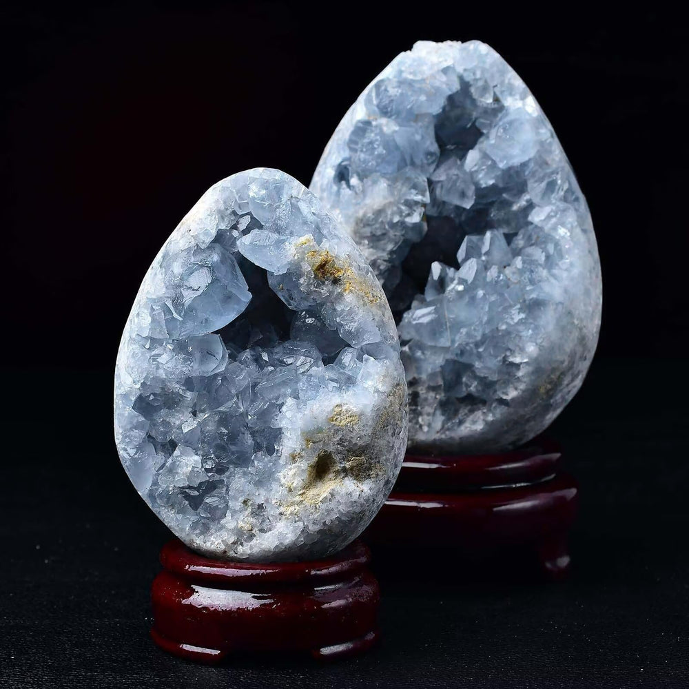 FZBHRO Celestite egg in an office set promotes serene workspace