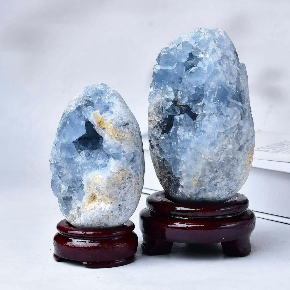 A crystal egg from the FZBHRO collection adds elegant calm to shelves.