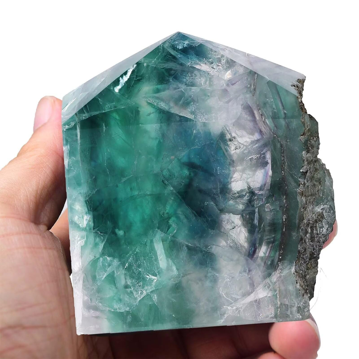 FZBHRO green fluorite tower obelisk, a calm focal point for meditation.