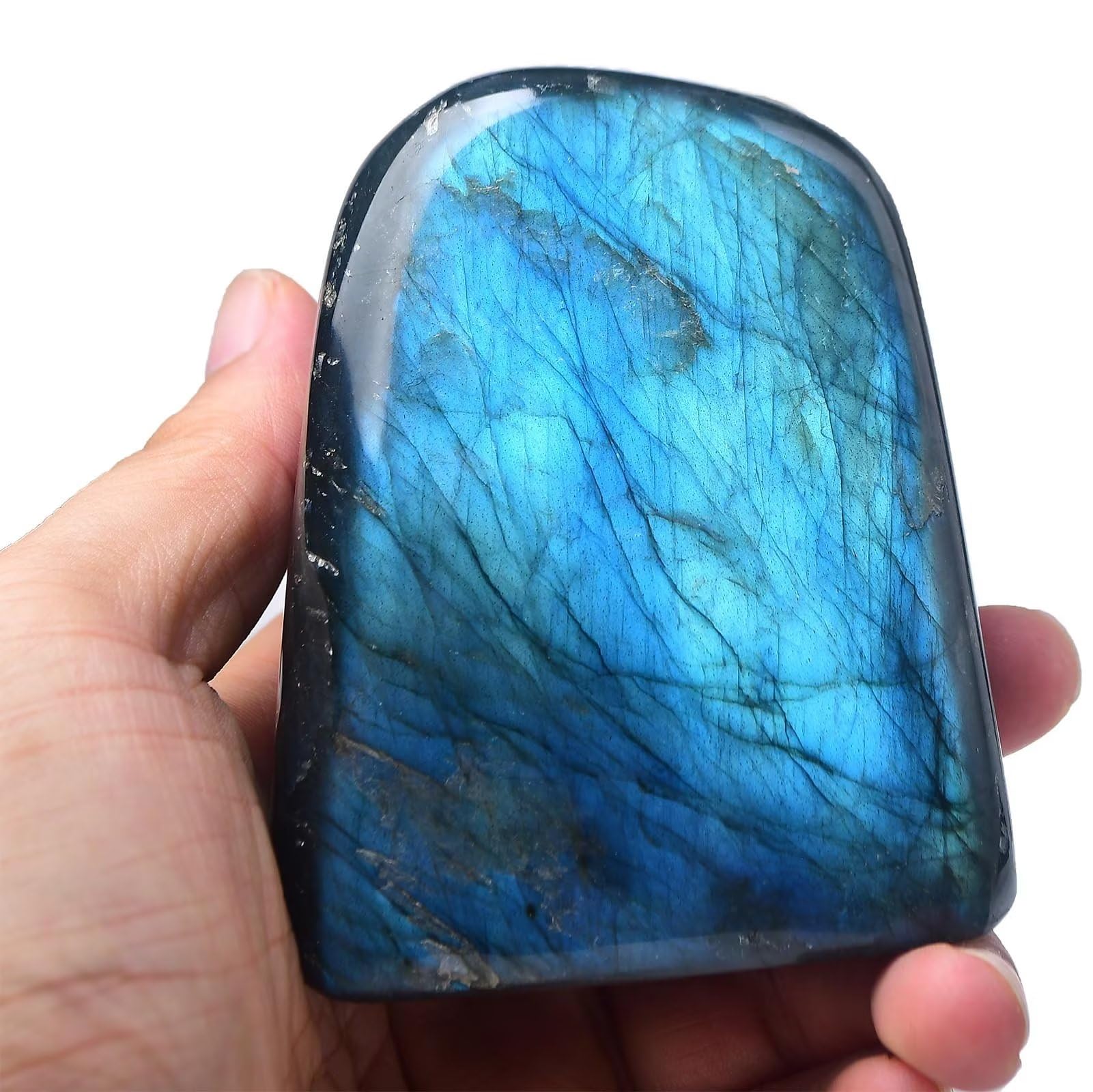 FZBHRO Labradorite slab with blue flashes promotes meditation and calm energy.