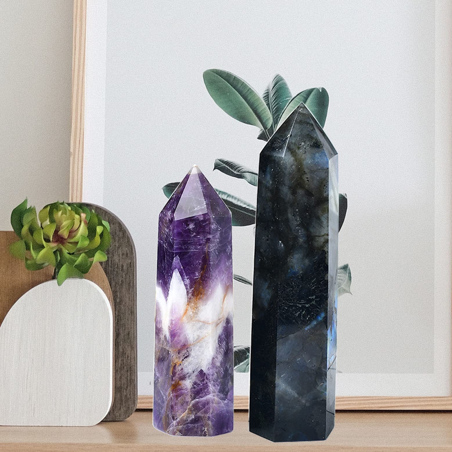 FZBHRO Labradorite Tower used in yoga and meditation practice