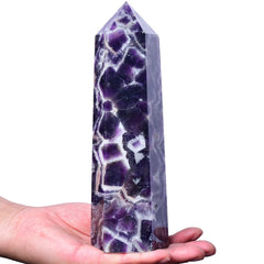 FZBHRO Chevron Amethyst wand front view for meditation energy focus
