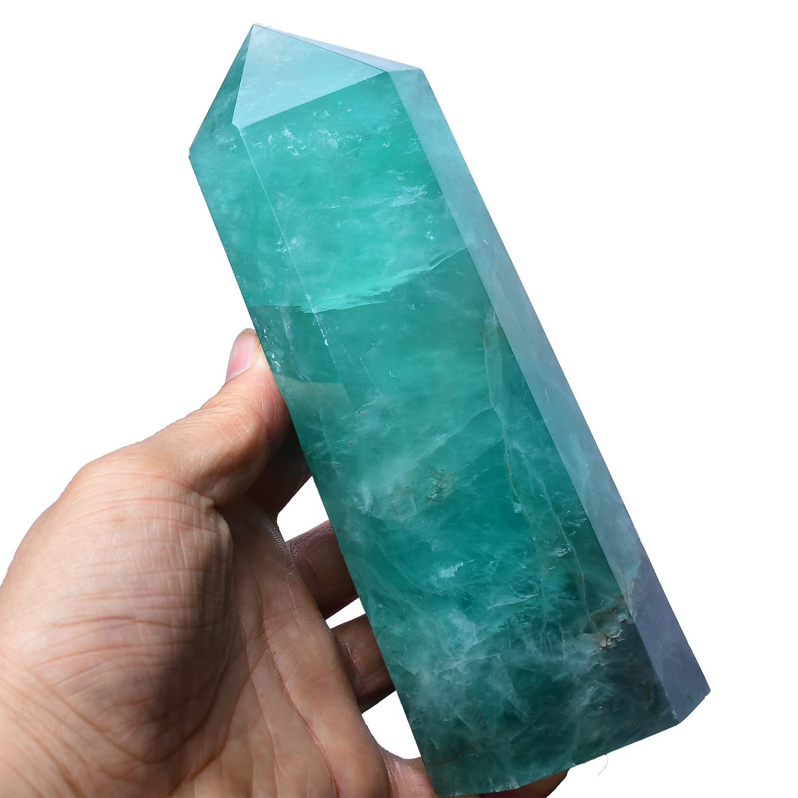 FZBHRO large green fluorite quartz tower for meditation and focus