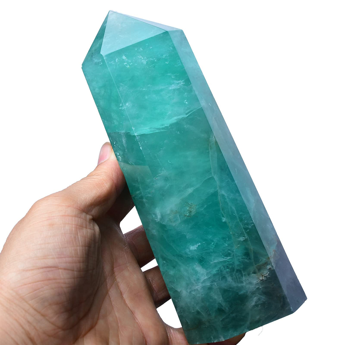 FZBHRO large green fluorite quartz tower for meditation and focus