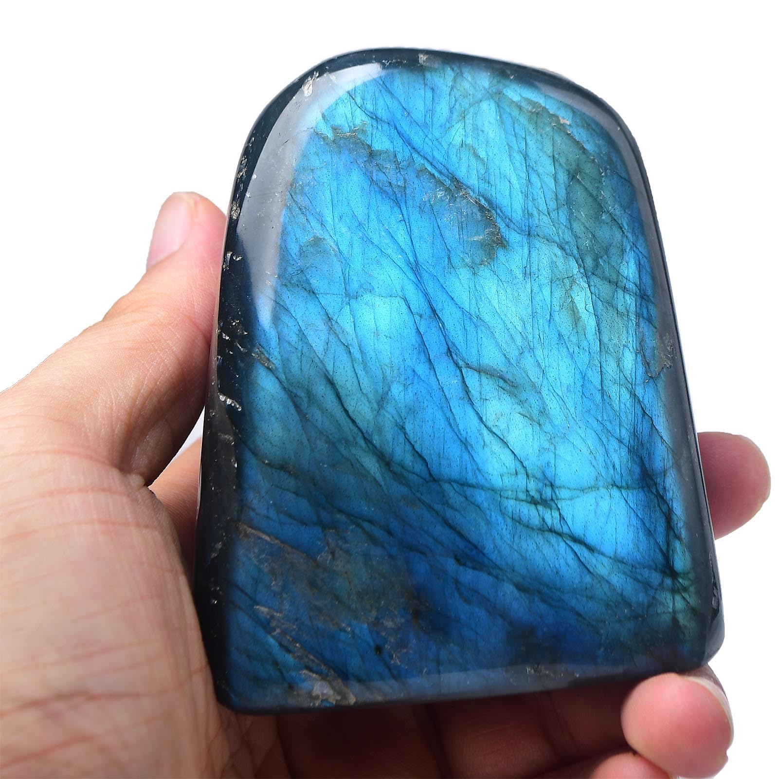 FZBHRO polished Labradorite crystal block features luminous color for mindful reflection during mindfulness routines.