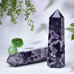 FZBHRO Purple chevron pattern wand ideal for chakra balancing and contemplation.