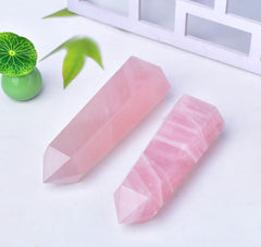 FZBHRO rose quartz tower close-up pink crystal detail for meditation