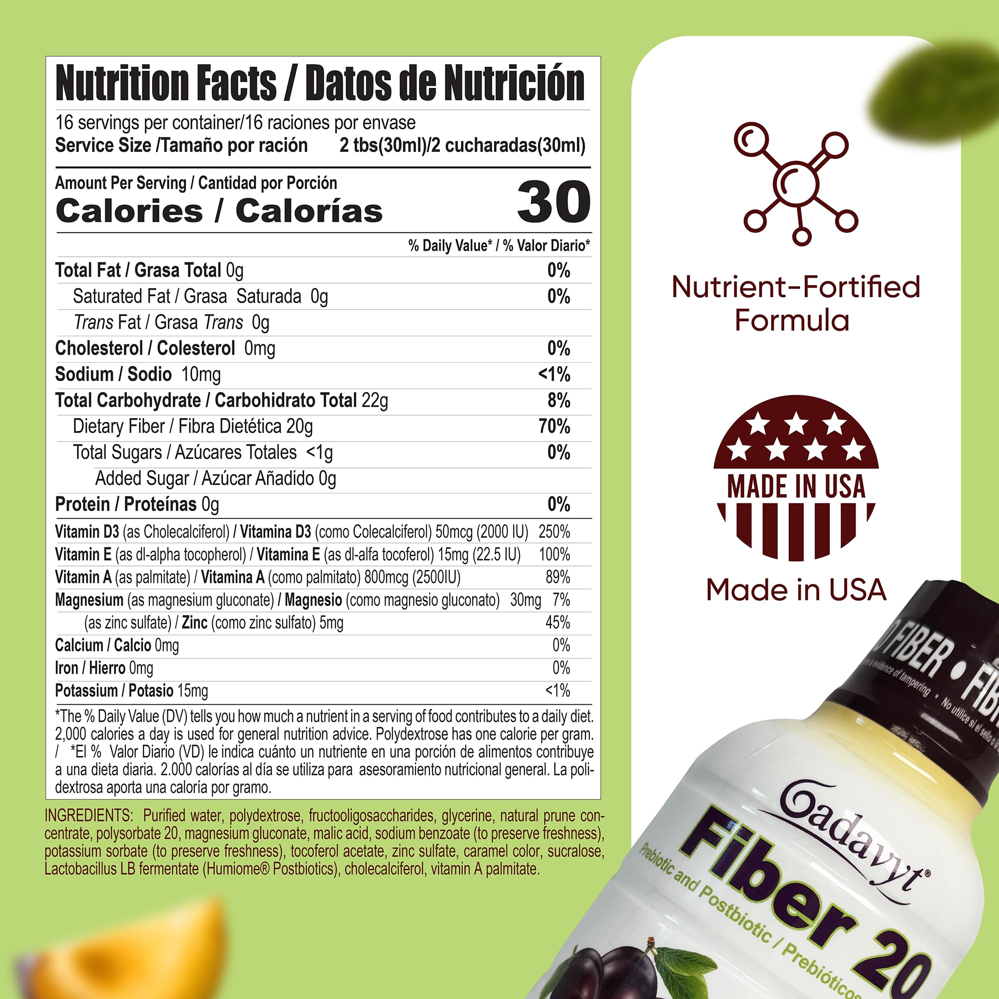GADAVYT Fiber 20 serving-dispense shows convenient daily serving for adults.