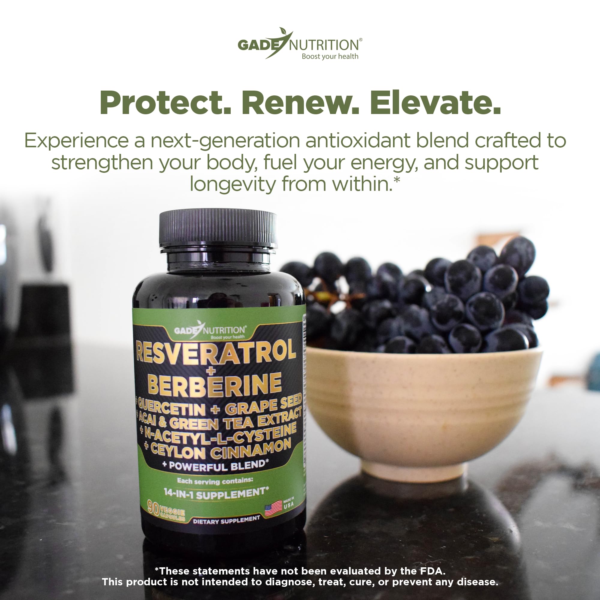 Gade Nutrition 14-in-1 supplement bottle for daily wellness.