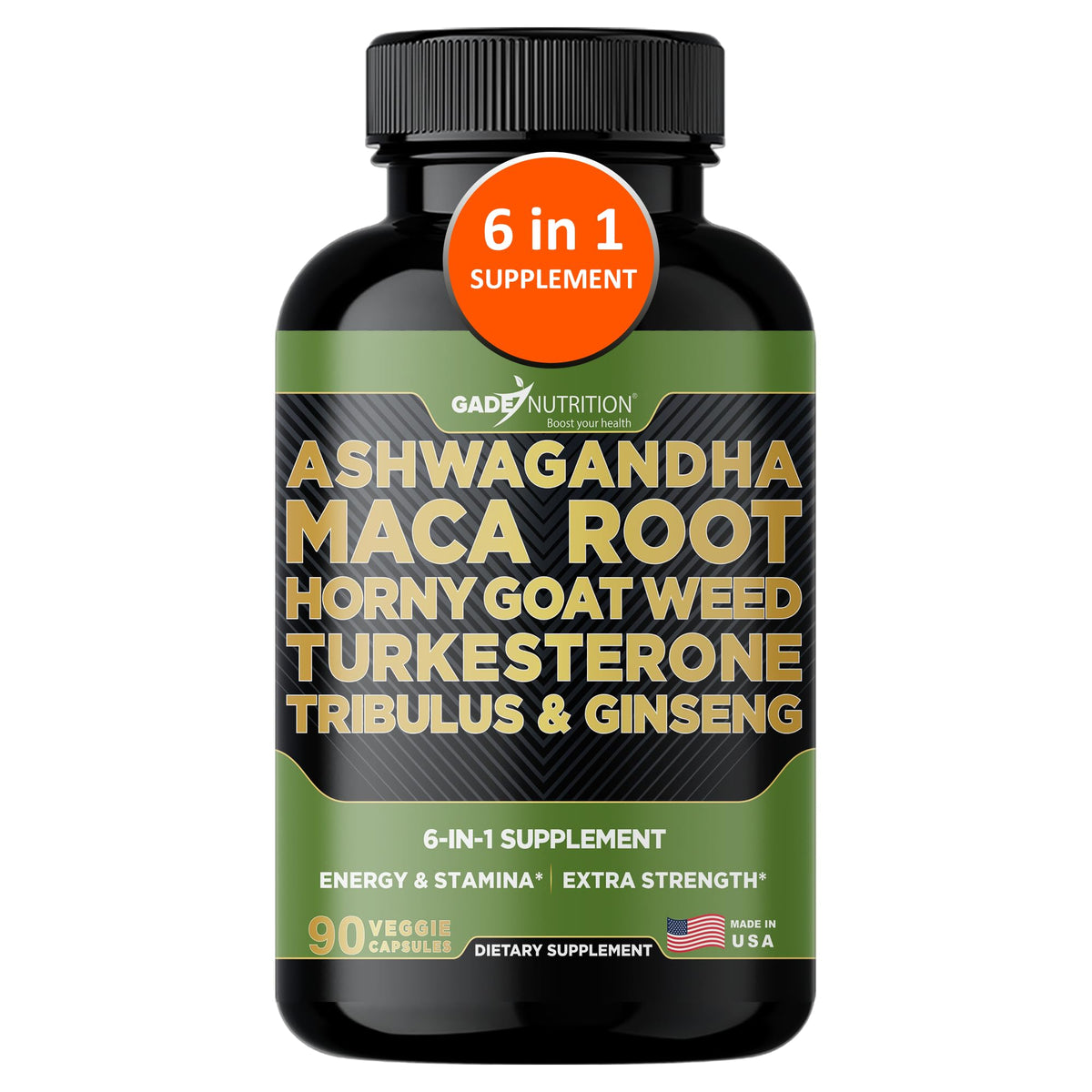 GADE NUTRITION Ashwagandha Maca bottle supports daily energy and balance