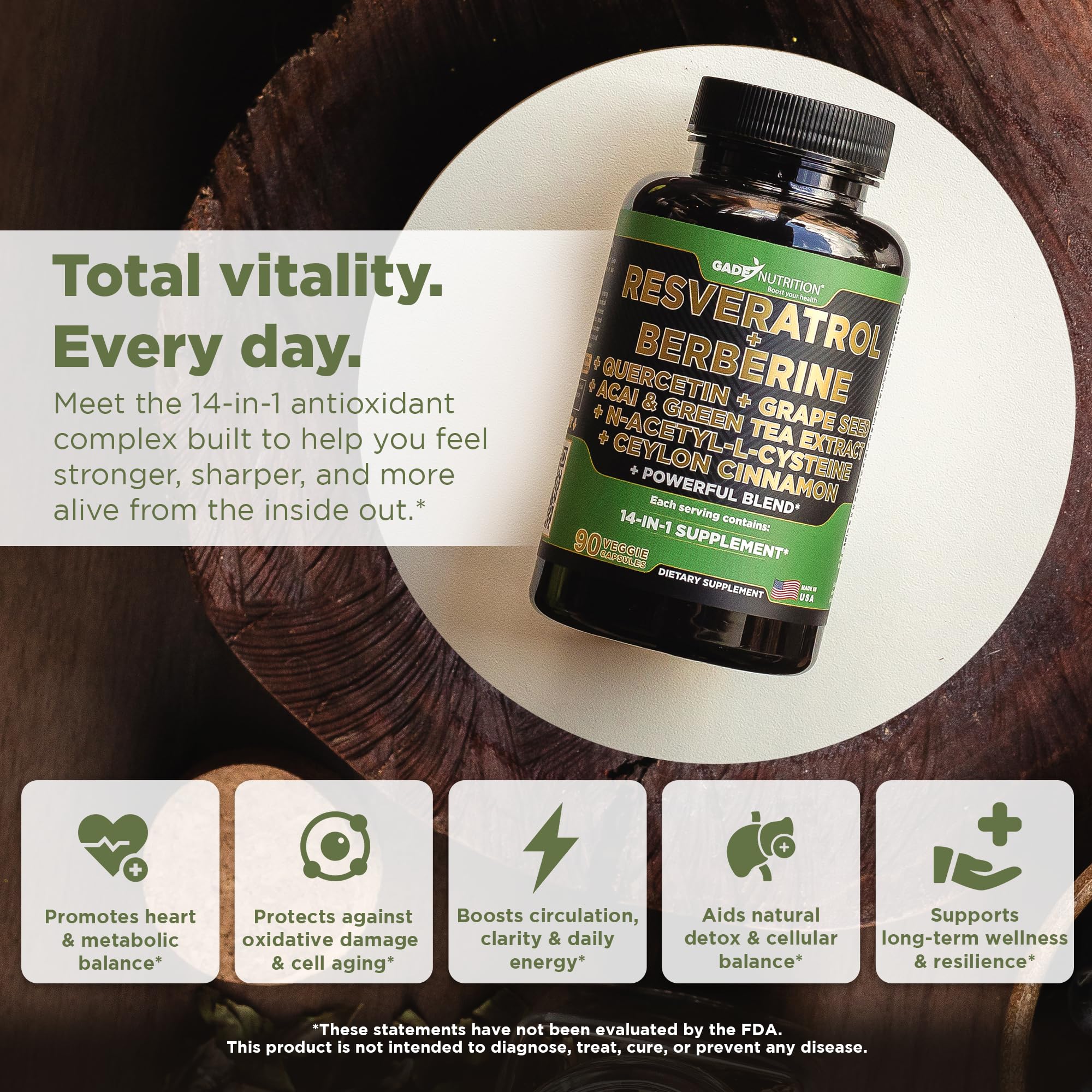 Gade Nutrition Grapeseed Extract bottle for natural antioxidant support.