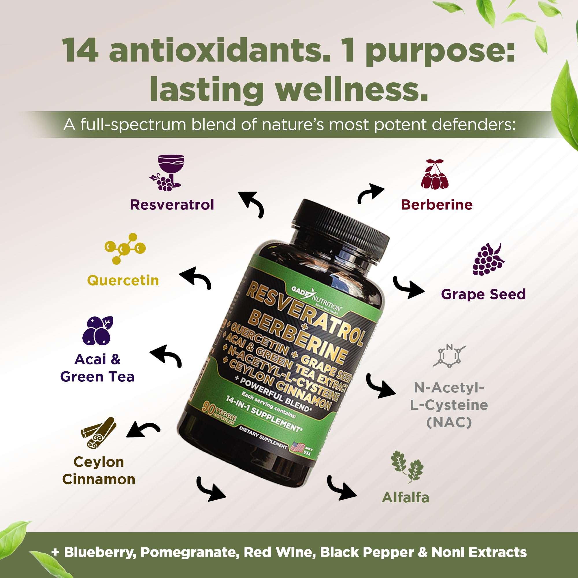 Gade Nutrition Green Tea Extract capsules promote vitality and focus.