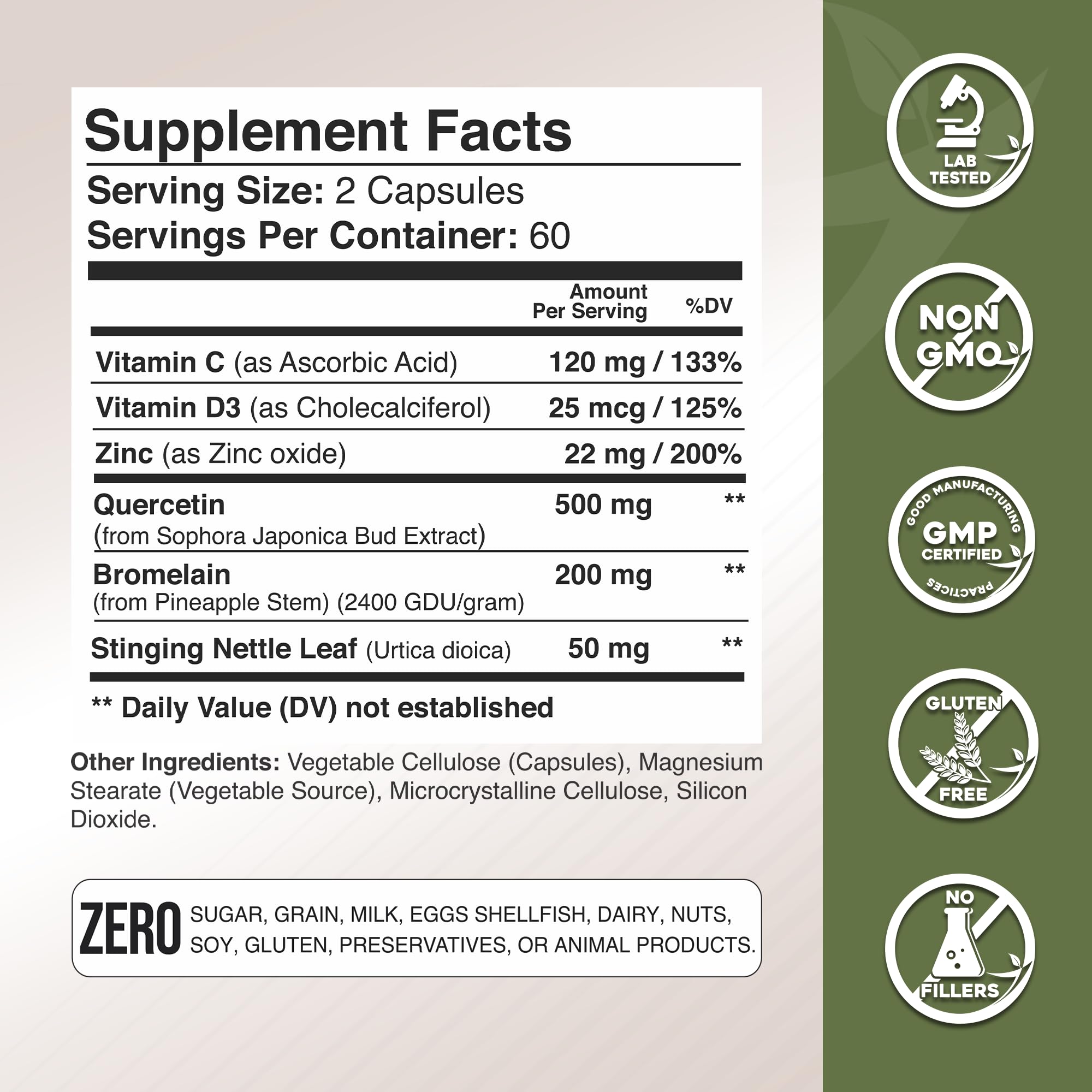 GADE Nutrition Quercetin bottle with capsules display on white