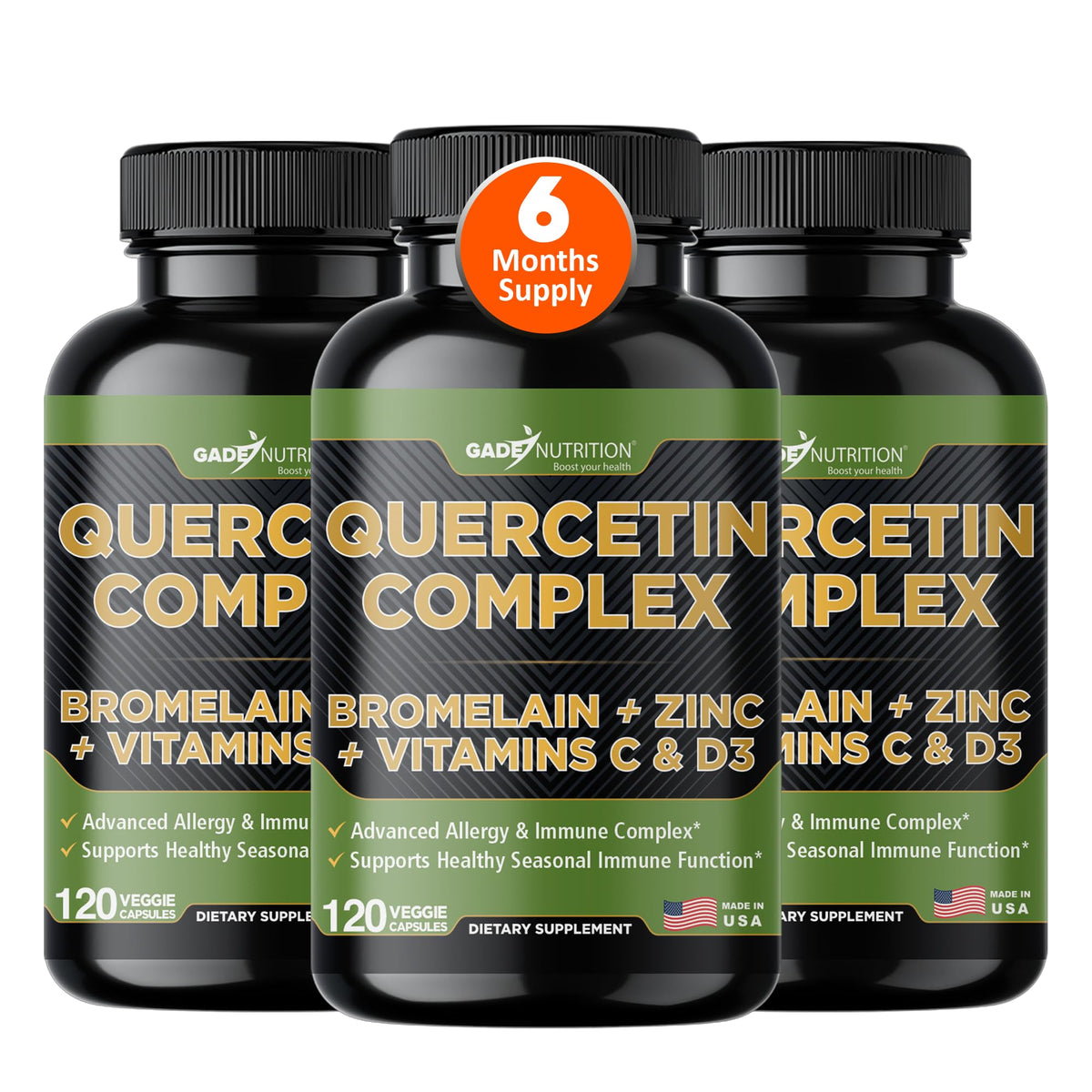 GADE NUTRITION quercetin bottle for daily immune support
