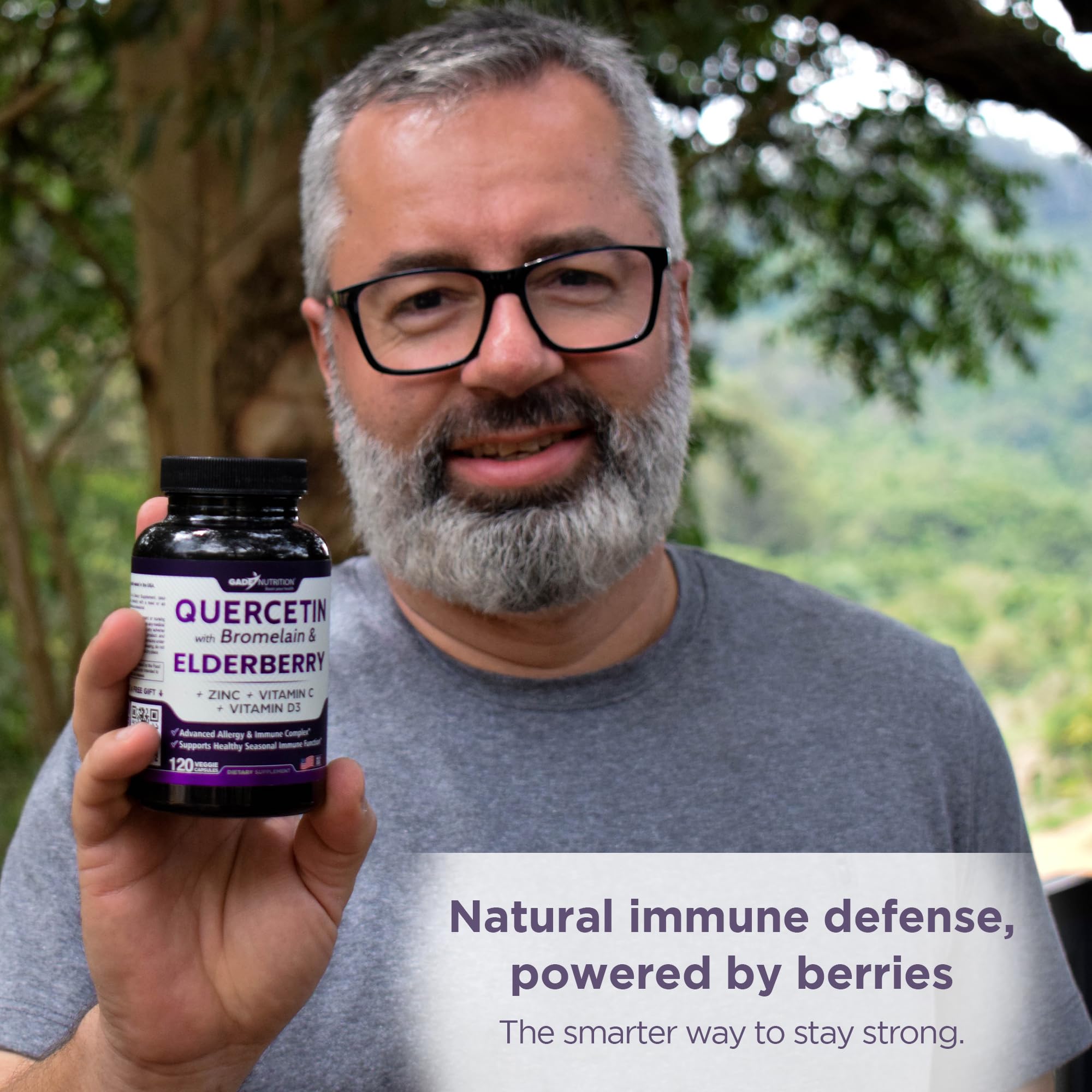 Pour shot of quercetin capsules ready for daily use