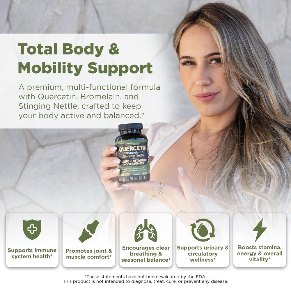 GADE Nutrition Quercetin capsules close-up, veggie capsules for vegan routines