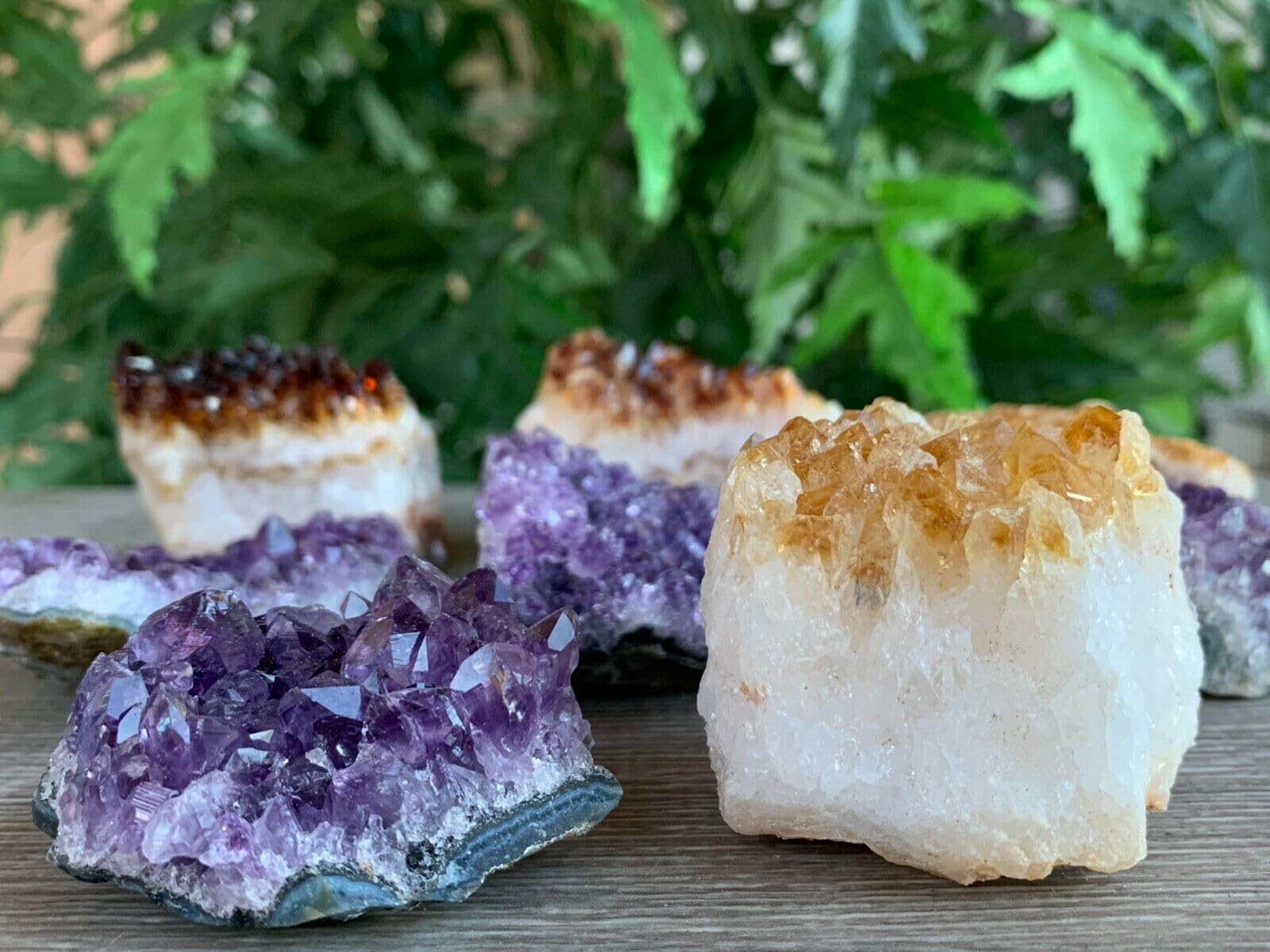 GAF TREASURES amethyst-citrine druzy closeup surface highlights sparkling detail.