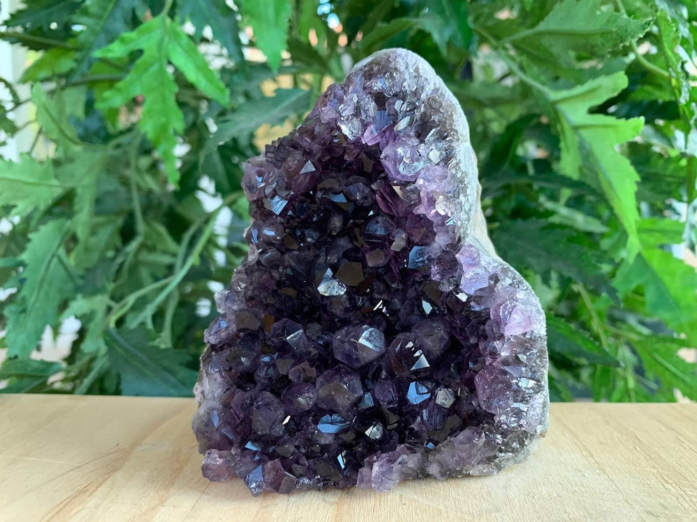GAF TREASURES amethyst geode backing basalt provides sturdy, eye-catching display base
