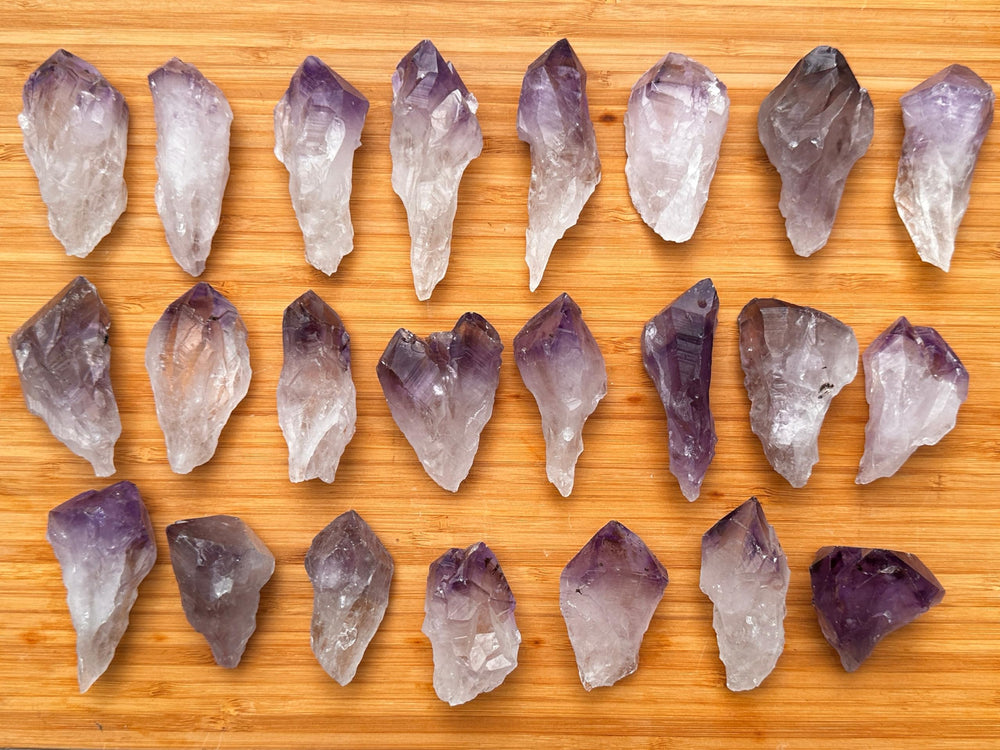 GAF TREASURES amethyst points natural group for altar displays.