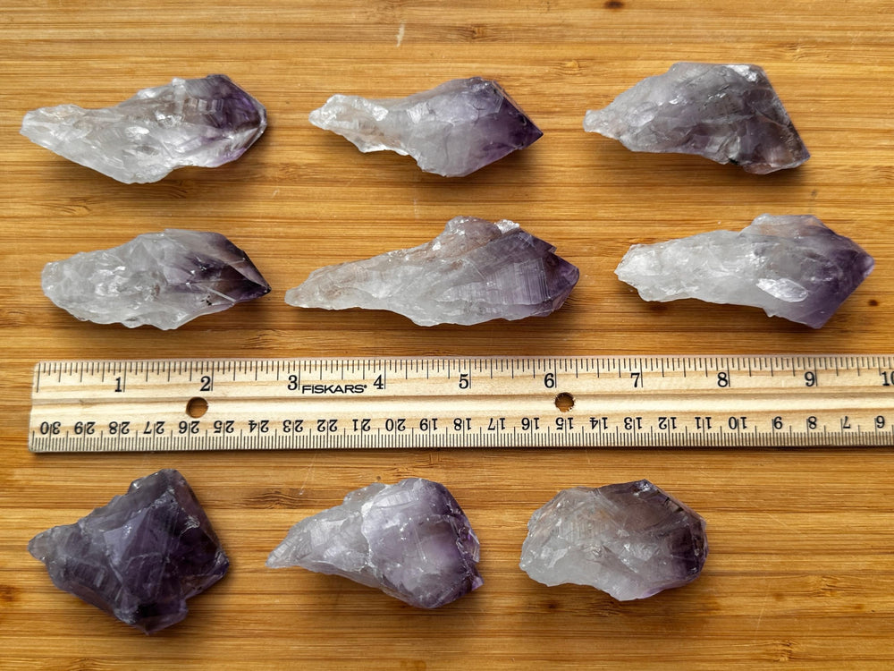 GAF TREASURES amethyst points in a pouch for easy carry.