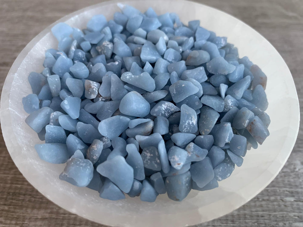 Crushed undrilled Angelite Chips from GAF TREASURES for DIY projects