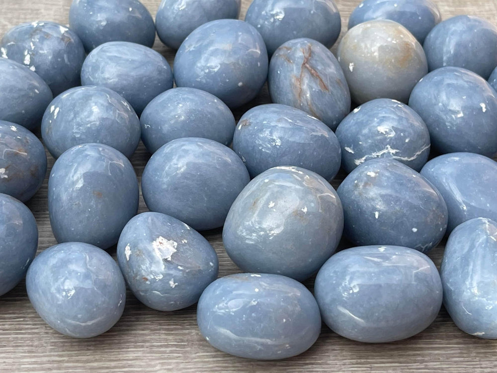 GAF TREASURES Angelite tumbled stone blue crystal for polarity balancing and relaxation