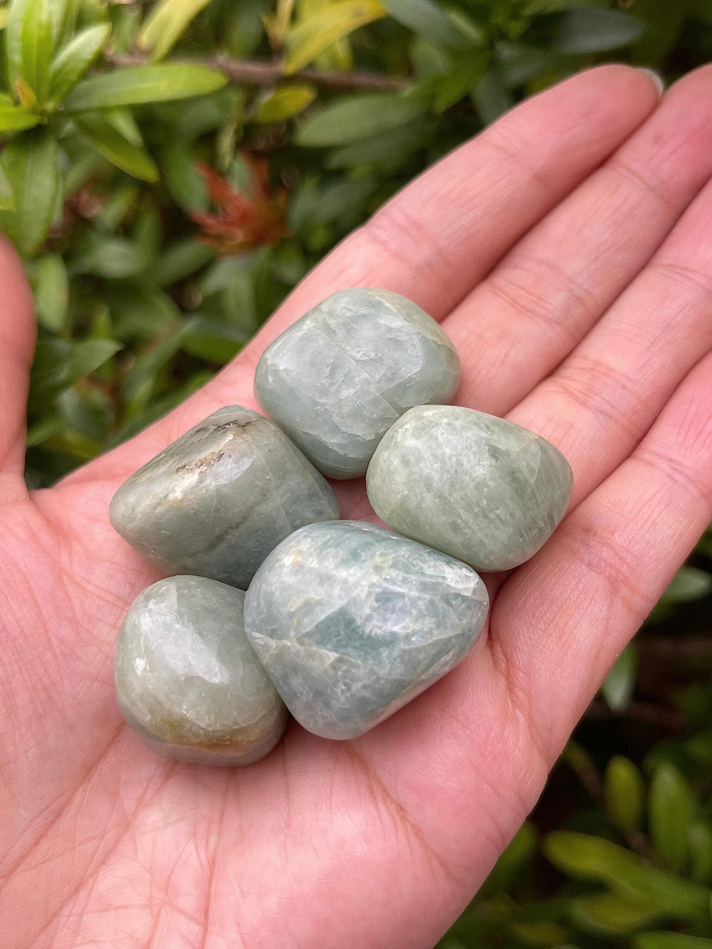 GAF Treasures Aquamarine tumbled stones polished shine highlights natural patterns