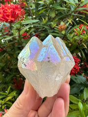 GAF Treasures Aura Citrine top polished rough point base detail with flat bottom for secure display