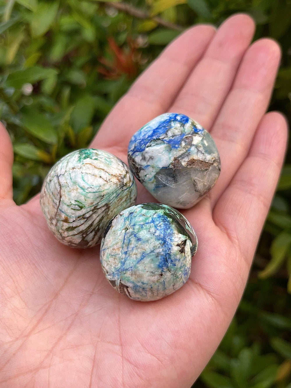 GAF TREASURES azurite malachite stones for Reiki, meditation, and calm focus.