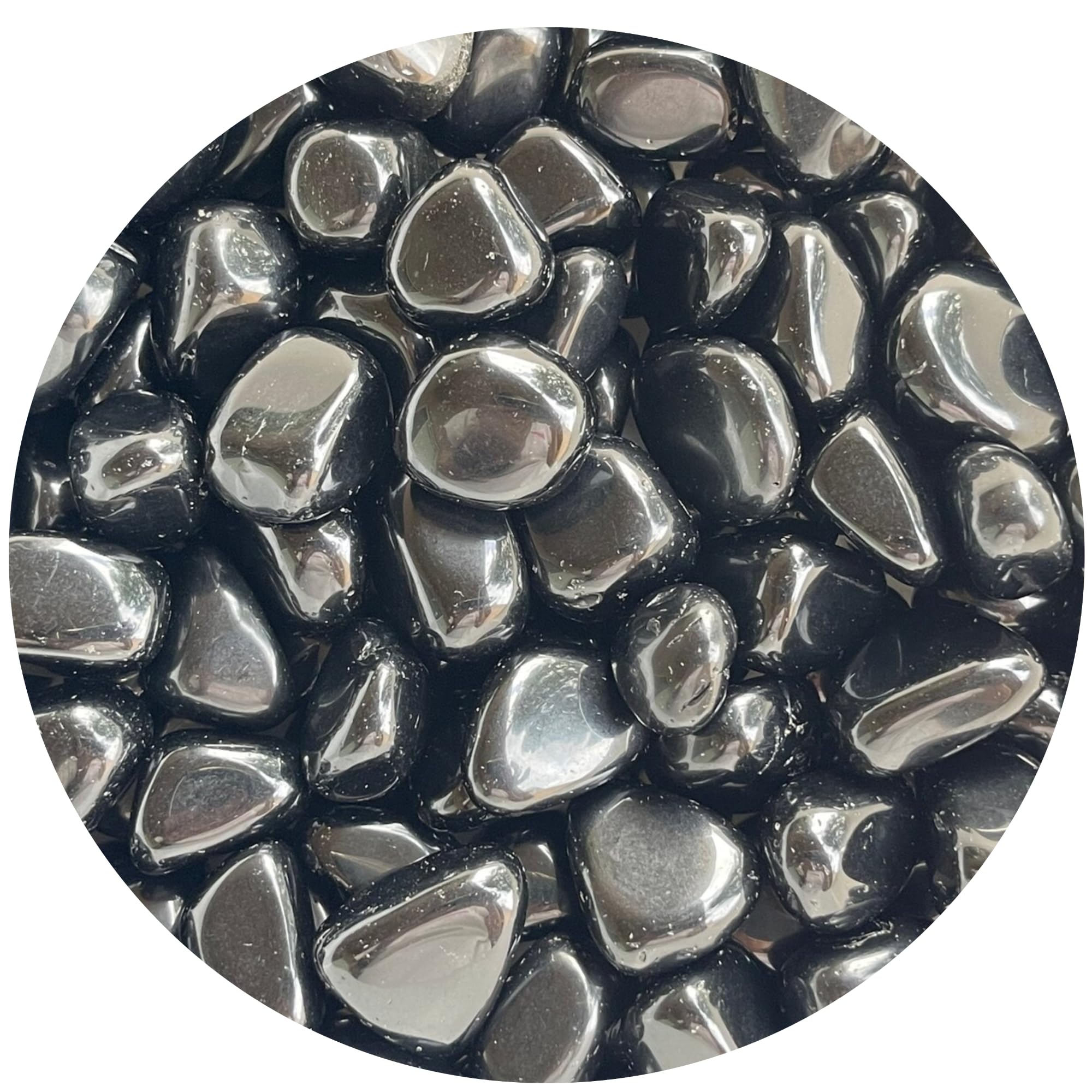 GAF Treasures Black Obsidian tumbled stone for protection and negative energy warding.
