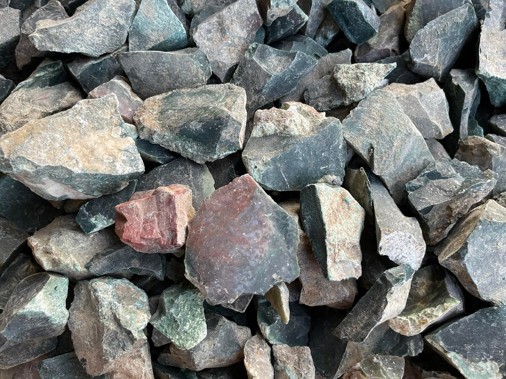 GAF TREASURES Bloodstone rough piece adds natural texture to displays