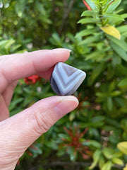 GAF TREASURES Botswana Agate healing crystals arranged in a grid for calm insight.
