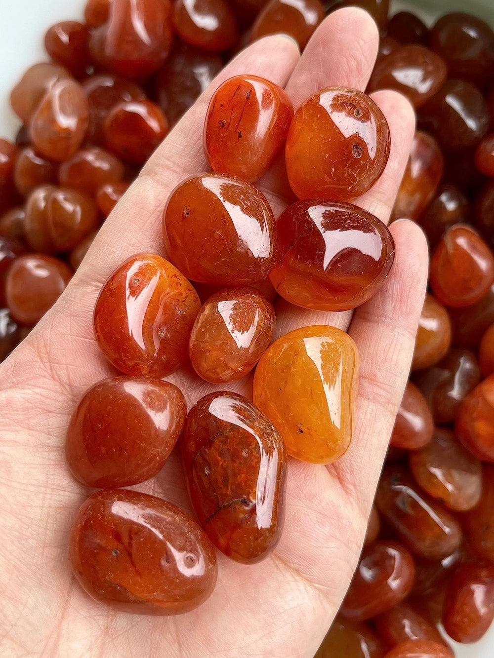 GAF TREASURES Carnelian tumbled stones varied sizes ready for grid work and daily motivation