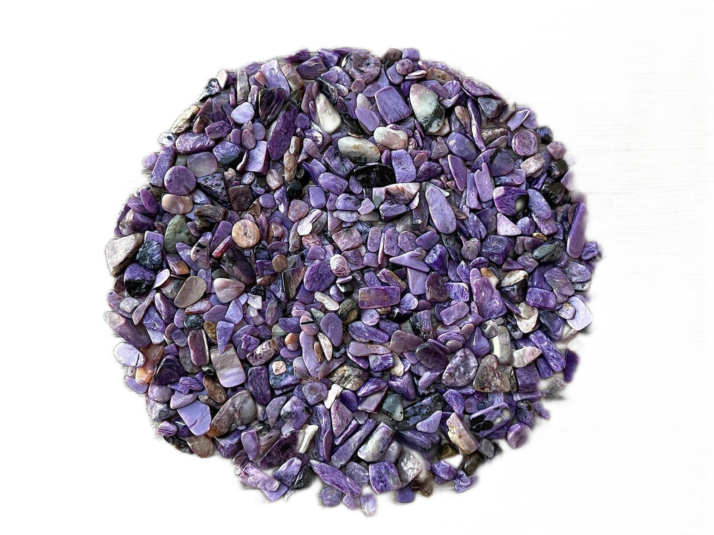 GAF Treasures Charoite Chips close-up showing natural color and smooth edges for jewelry making