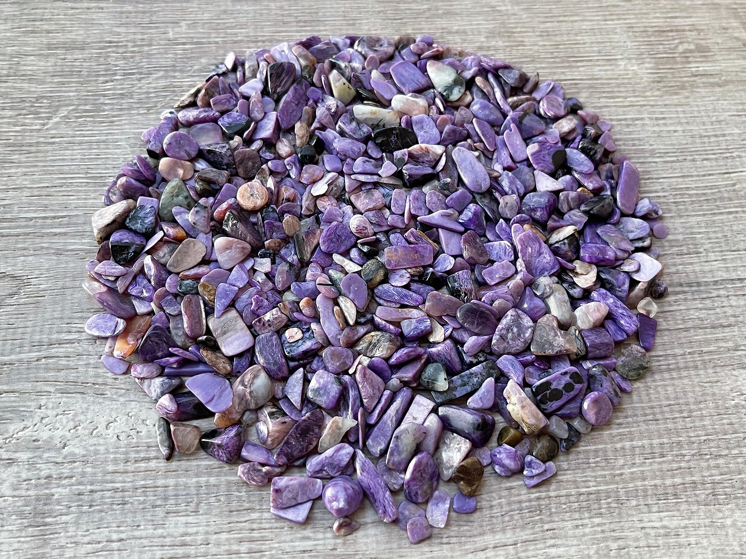 GAF TREASURES Charoite chips in rich purple hues for decor.