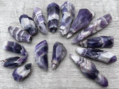 GAF TREASURES Chevron Amethyst rough large stone shows natural color bands for lapidary projects