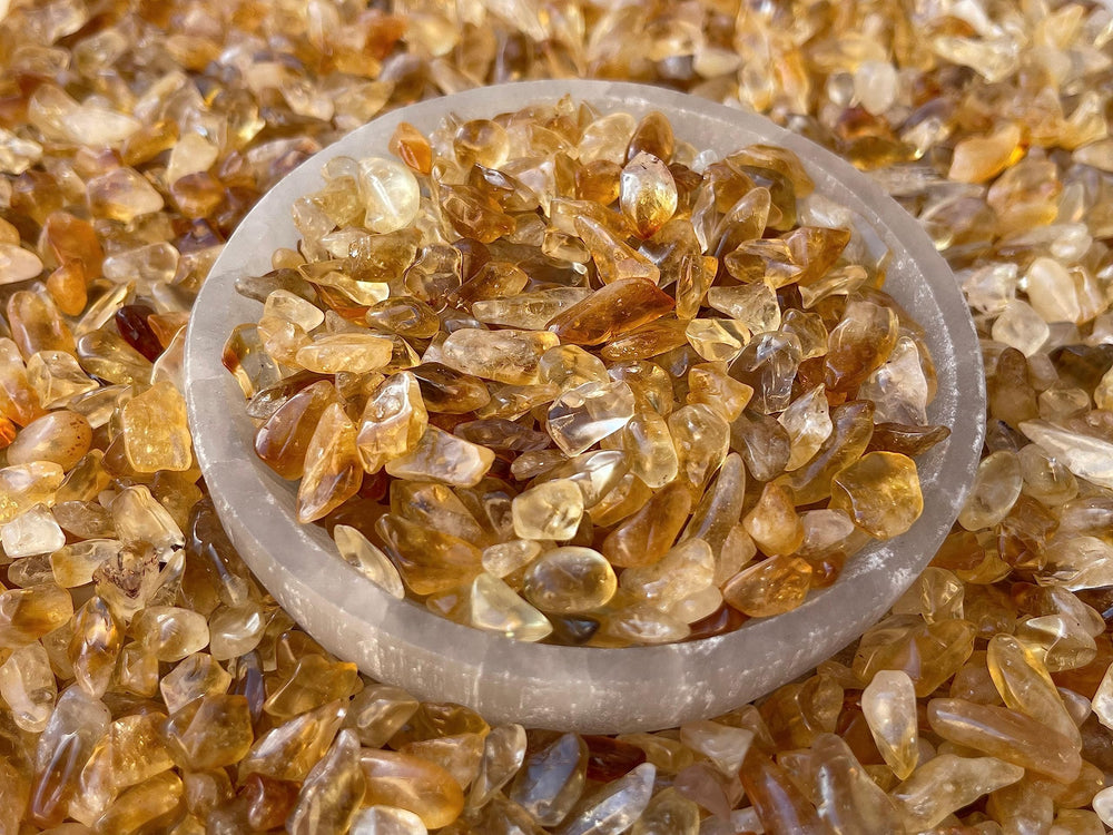GAF TREASURES Citrine chips crushed and undrilled for versatile crafts and decorative accents.