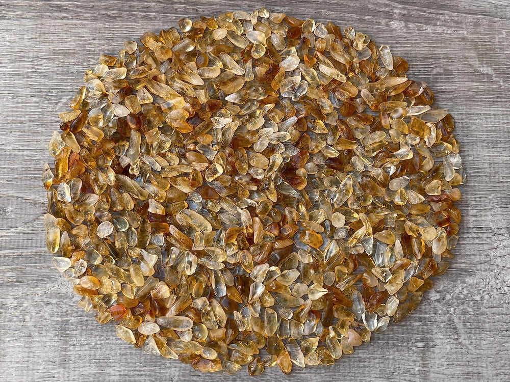 GAF TREASURES Citrine chips for garden decor and bright home accents.