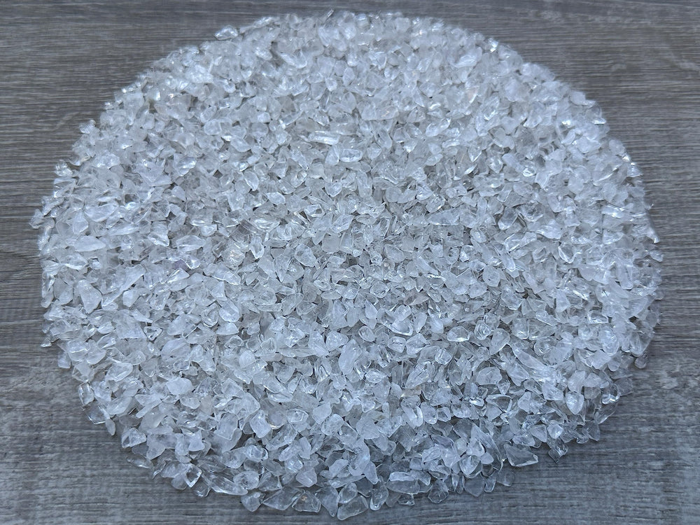 GAF TREASURES clear quartz chips DIY craft projects with polished edges.
