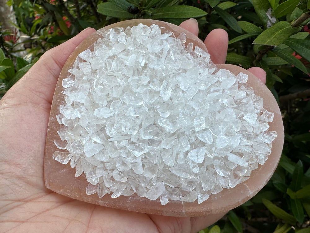 GAF TREASURES clear quartz chips educational visuals for learning natural minerals.