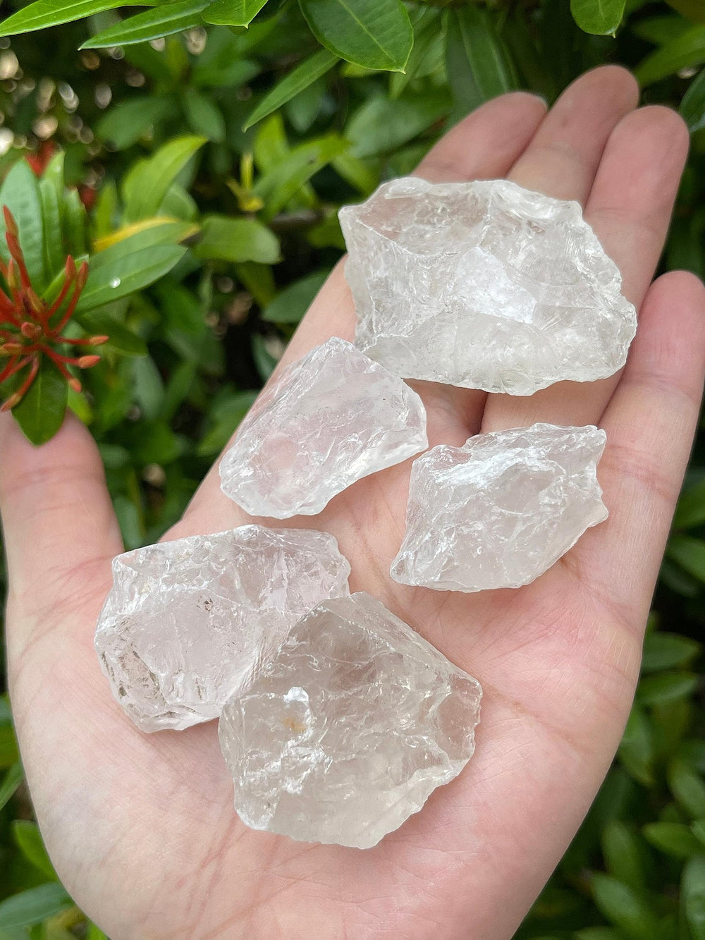 GAF TREASURES Clear Quartz rough close-up facets highlighting sparkle for jewelry crafting