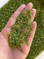 GAF Treasures Crushed Undrilled Peridot for DIY projects and craft embellishments.