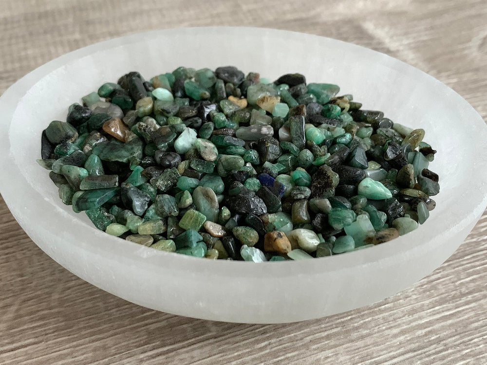 GAF Treasures semi-tumbled emerald chips with smooth edges ideal for jewelry making