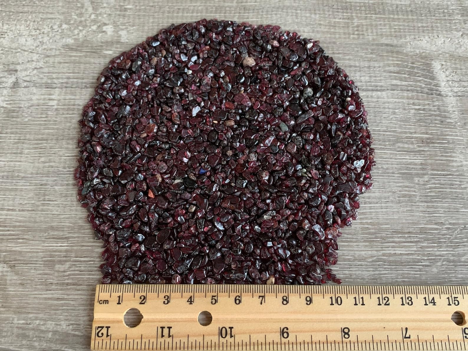 GAF TREASURES garnet chips used as vase fillers and display accents