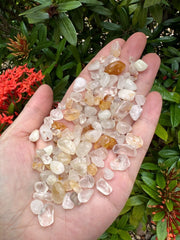 GAF TREASURES Golden Healer Quartz Chips semi-tumbled for smooth edges and shine.