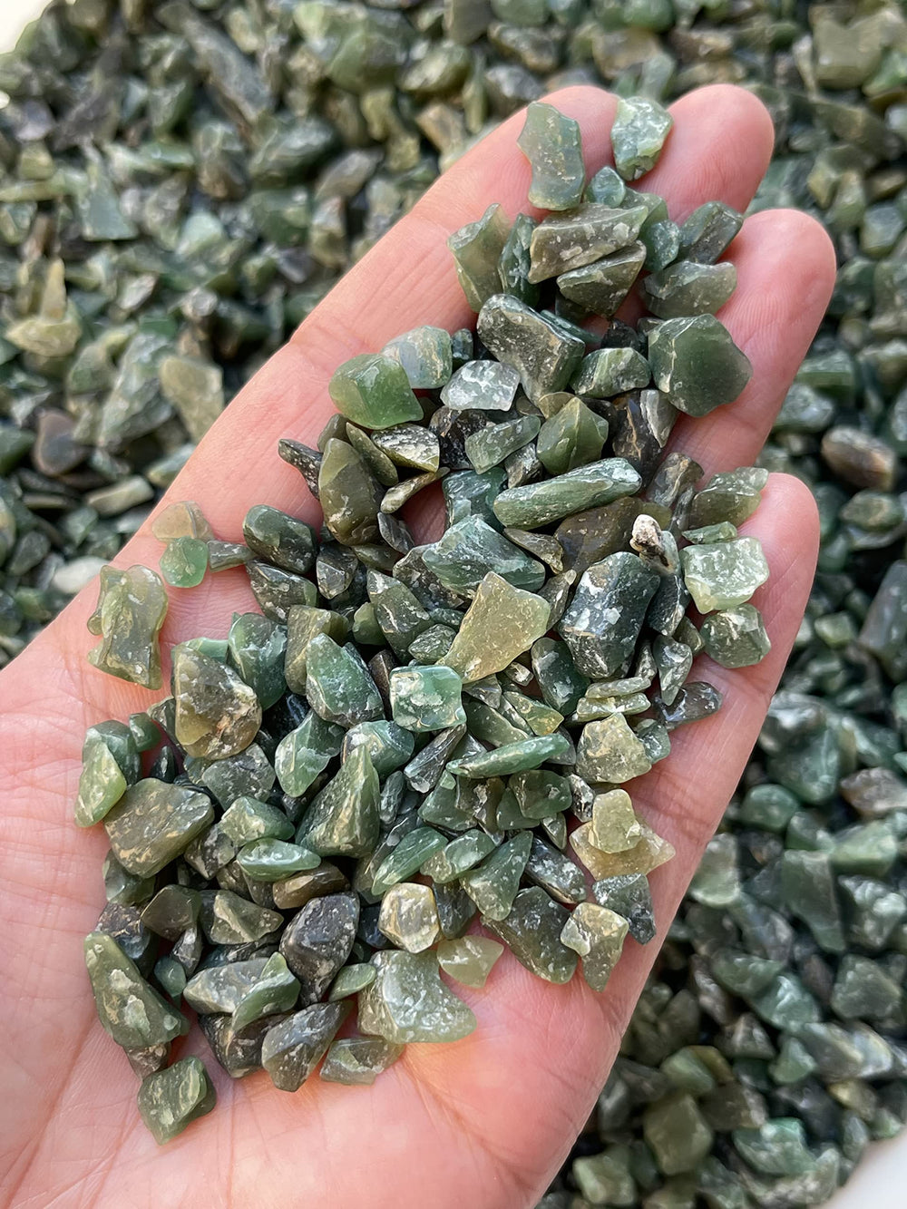 GAF TREASURES undrilled green aventurine chips for easy wiring and inlays