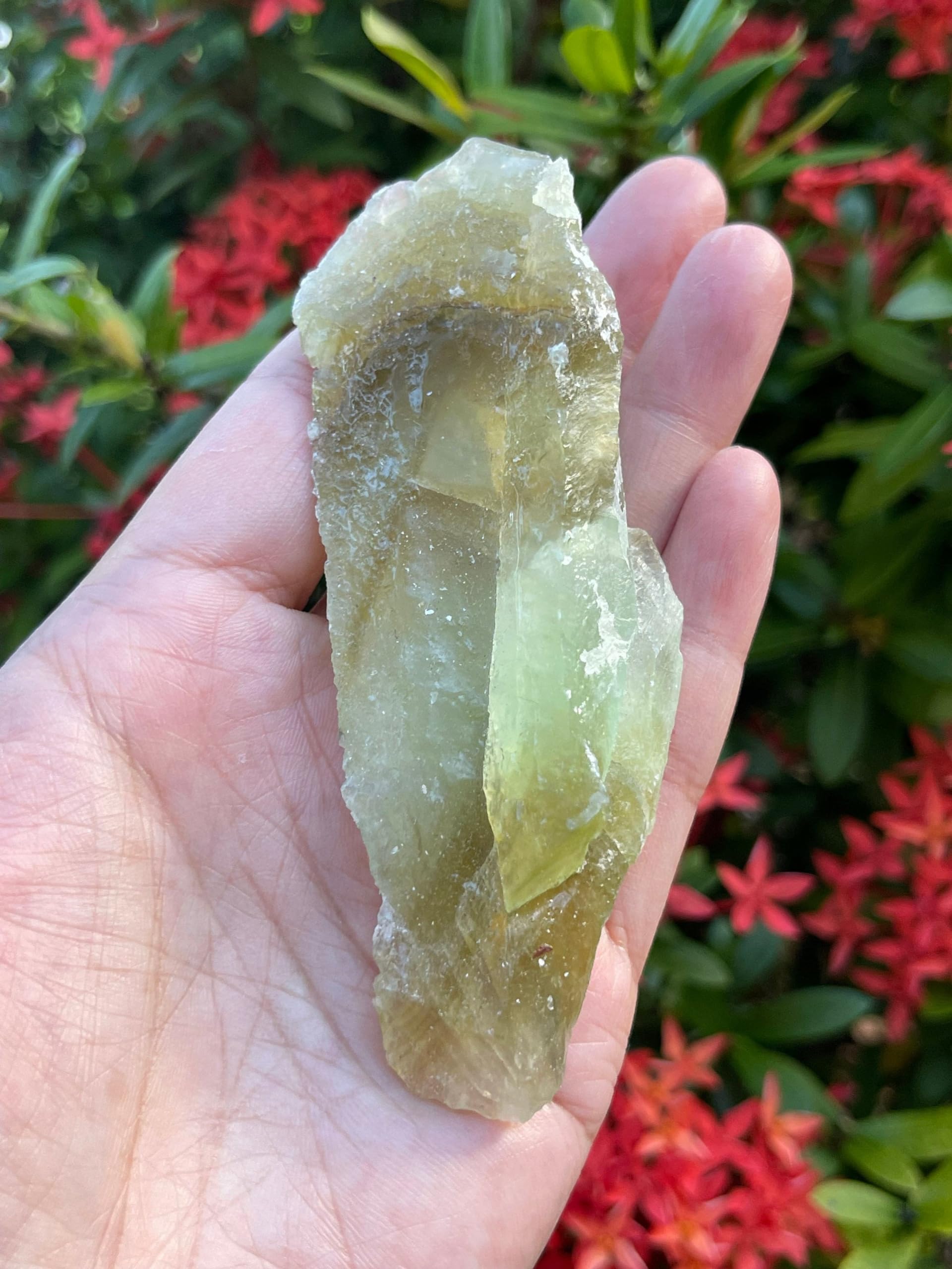 GAF TREASURES green calcite display piece showcasing natural form and texture.